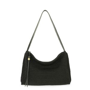 The Sak Black Shoulder Bag with Woven Material and Contrasting Strap